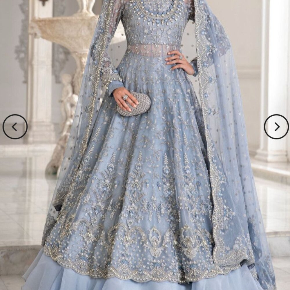 Maria B Coutour Ice Blue lengha MC 041